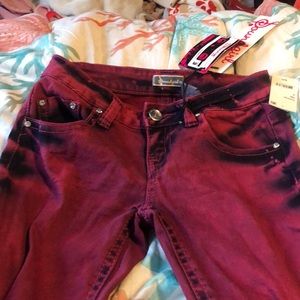 Dark Pink Skinny Jeans With Rhinestones and NWT